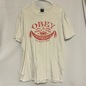 Obey T-Shirt White Short Sleeve Tee Size XL